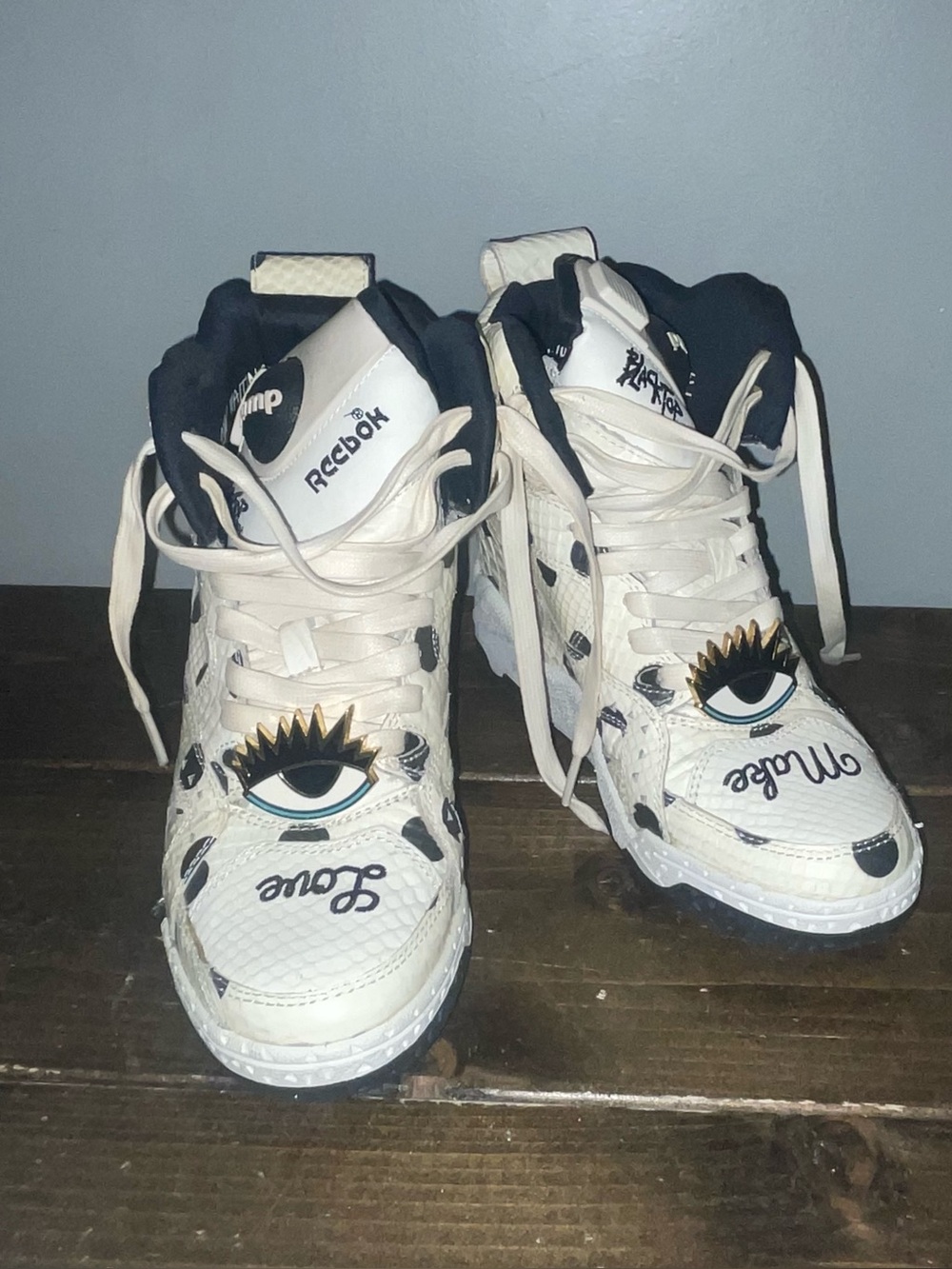 Womens Reebok Blacktop Pump Wedge x Melody Ehsani White Black Polka Dot Sz 6